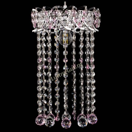 Барная люстра Астра №1 шар 30 длинная Розовая в Саратове Гусь Хрустальный