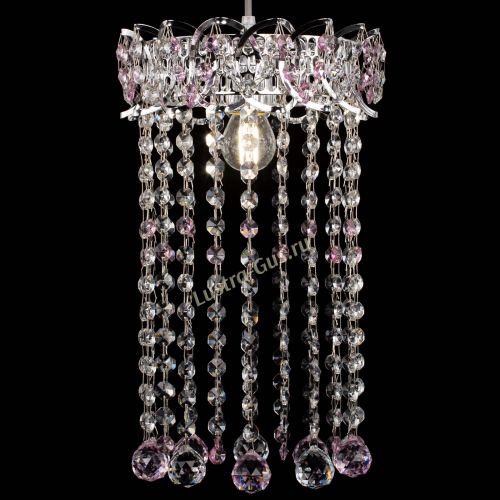 Барная люстра Астра №1 шар 30 длинная Розовая в Саратове Гусь Хрустальный