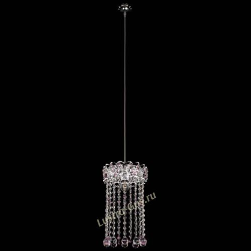 Барная люстра Астра №1 шар 30 длинная Розовая в Саратове Гусь Хрустальный