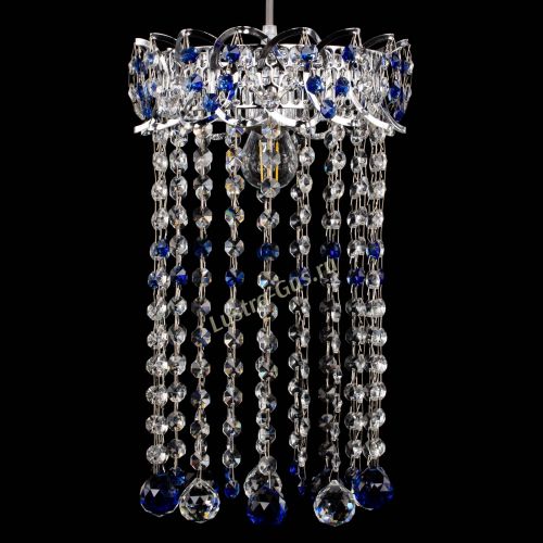 Барная люстра Астра №1 шар 30 длинная Синяя в Саратове Гусь Хрустальный