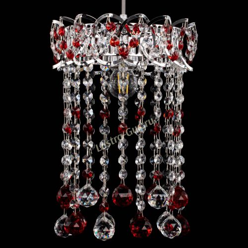 Барная люстра Астра №1 шар 30 красная в Саратове Гусь Хрустальный