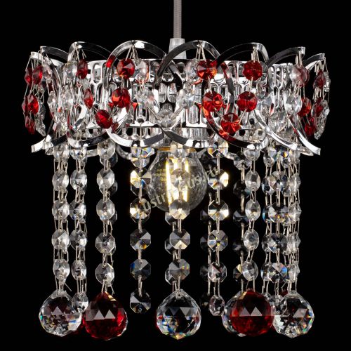 Барная люстра Астра №1 шар красная в Саратове Гусь Хрустальный