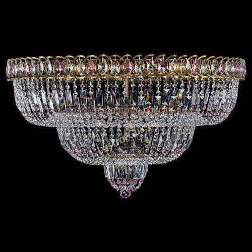 Люстра Водопад Обтикон №15 под бронзу розовая в Саратове Гусь Хрустальный