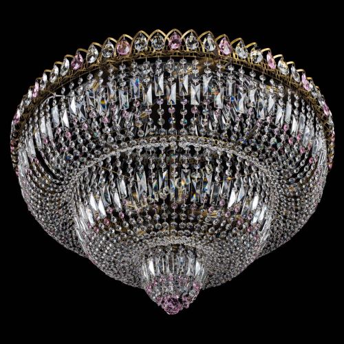 Люстра Водопад Обтикон №15 под бронзу розовая в Саратове Гусь Хрустальный