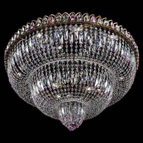 Люстра Водопад Обтикон №15 под бронзу розовая в Саратове Гусь Хрустальный