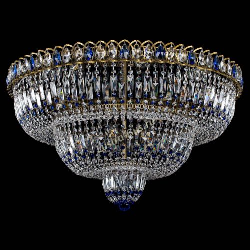 Люстра Водопад Обтикон №15 под бронзу синяя в Саратове Гусь Хрустальный