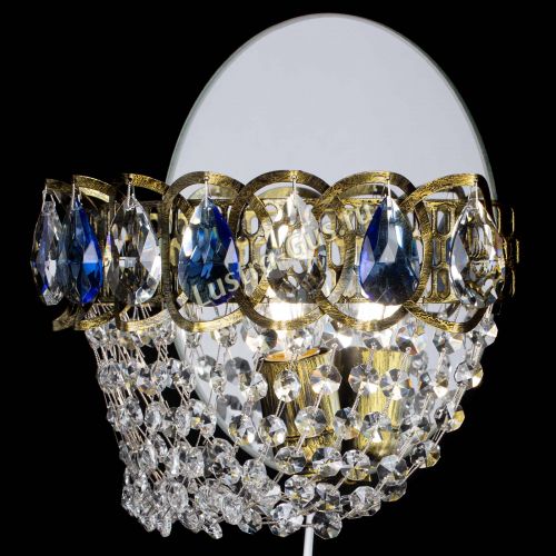 Бра Астра ажур под бронзу синяя в Саратове Гусь Хрустальный