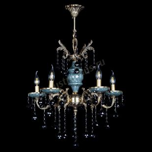  Люстра бронзовая Алфея №5 "Малахит" шар черная