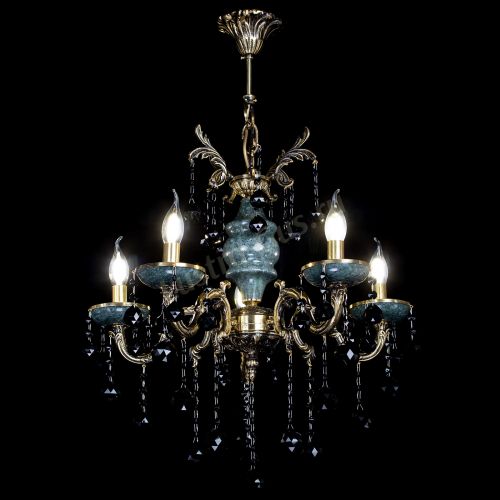 Люстра бронзовая Алфея №5 "Малахит" шар черная в Саратове Гусь Хрустальный