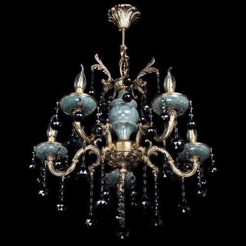 Люстра бронзовая Алфея №5 "Малахит" шар черная в Саратове Гусь Хрустальный