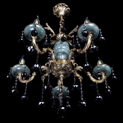 Люстра бронзовая Алфея №5 "Малахит" шар черная в Саратове Гусь Хрустальный