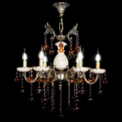 Люстра бронзовая Алфея №6 с камнем шар чайная в Саратове Гусь Хрустальный