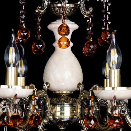 Люстра бронзовая Алфея №6 с камнем шар чайная в Саратове Гусь Хрустальный