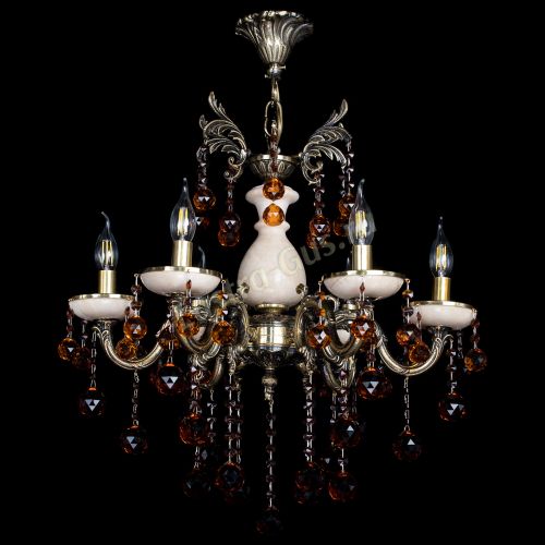 Люстра бронзовая Алфея №6 с камнем шар чайная в Саратове Гусь Хрустальный