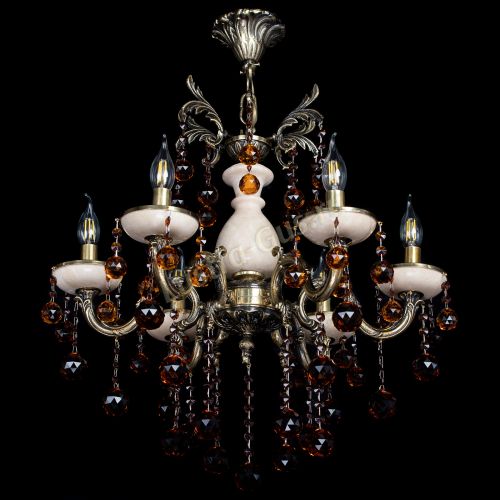 Люстра бронзовая Алфея №6 с камнем шар чайная в Саратове Гусь Хрустальный