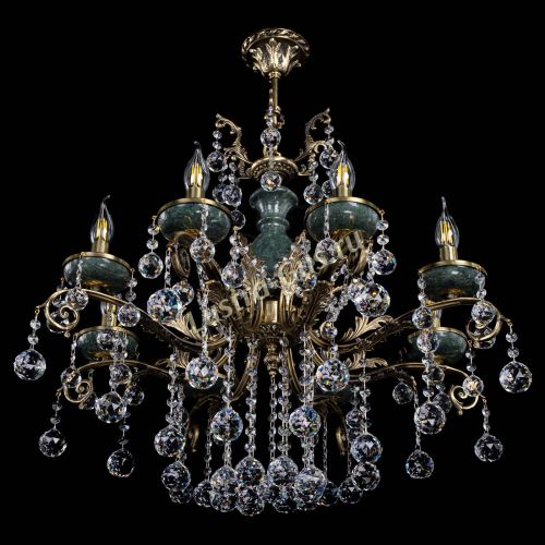 Люстра бронзовая Алфея Малахит №8 шар в Саратове Гусь Хрустальный