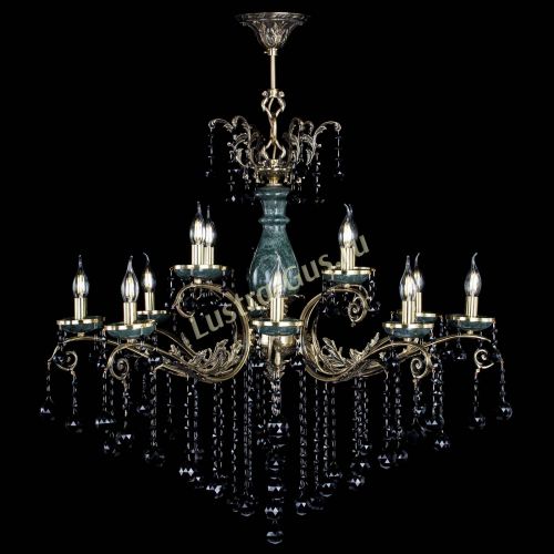 Люстра бронзовая Алфея Малахит №12 шар черная в Саратове Гусь Хрустальный