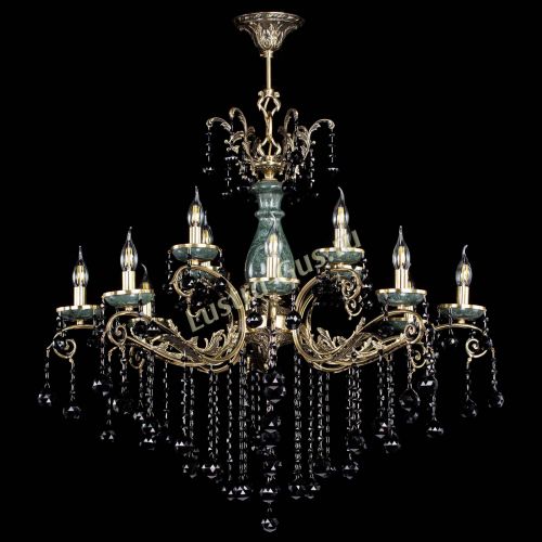 Люстра бронзовая Алфея Малахит №12 шар черная в Саратове Гусь Хрустальный