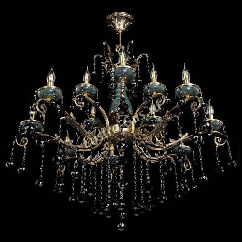 Люстра бронзовая Алфея Малахит №12 шар черная в Саратове Гусь Хрустальный