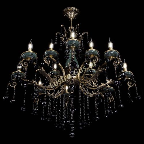 Люстра бронзовая Алфея Малахит №12 шар черная в Саратове Гусь Хрустальный
