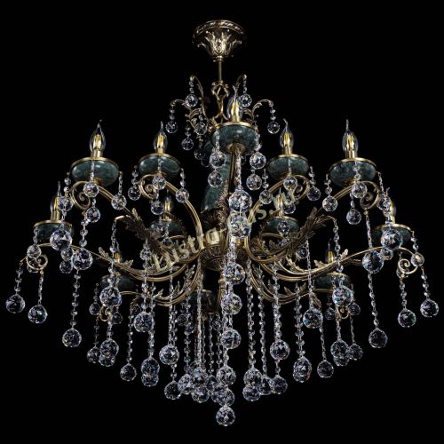 Люстра бронзовая Алфея Малахит №12 шар в Саратове Гусь Хрустальный