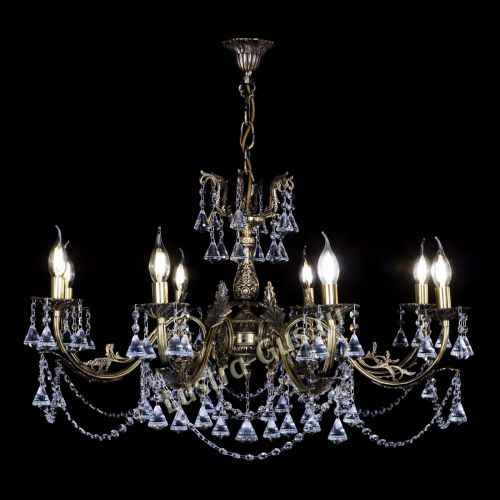 Бронзовая люстра Кассандра №8 удлиненная с конусами в Саратове Гусь Хрустальный