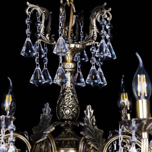 Бронзовая люстра Кассандра №8 удлиненная с конусами в Саратове Гусь Хрустальный
