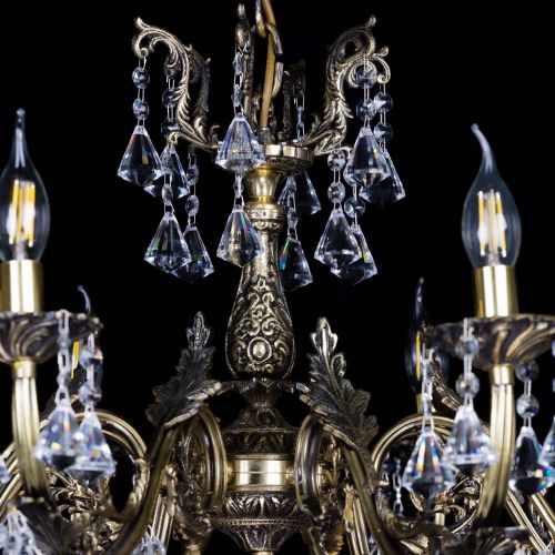Бронзовая люстра Кассандра №8 удлиненная с конусами в Саратове Гусь Хрустальный