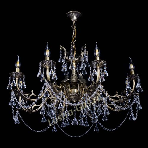 Бронзовая люстра Кассандра №8 удлиненная с конусами в Саратове Гусь Хрустальный