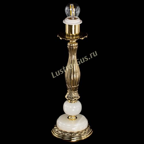 Бронзовая настольная лампа Оникс №1 с абажуром в Саратове Гусь Хрустальный