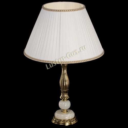 Бронзовая настольная лампа Оникс №1 с большим абажуром в Саратове Гусь Хрустальный