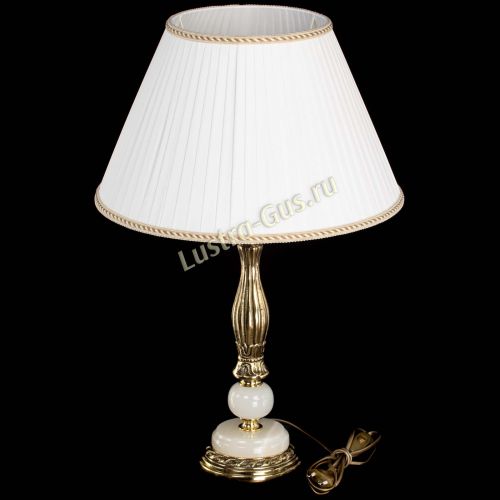 Бронзовая настольная лампа Оникс №1 с большим абажуром в Саратове Гусь Хрустальный