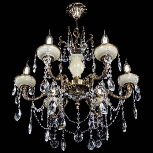 Люстра бронзовая Оникс белый №6/1 баден в Саратове Гусь Хрустальный