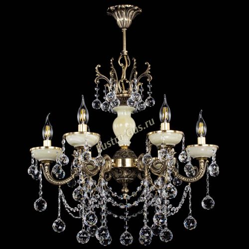 Люстра бронзовая Оникс белый №6/1 шар в Саратове Гусь Хрустальный