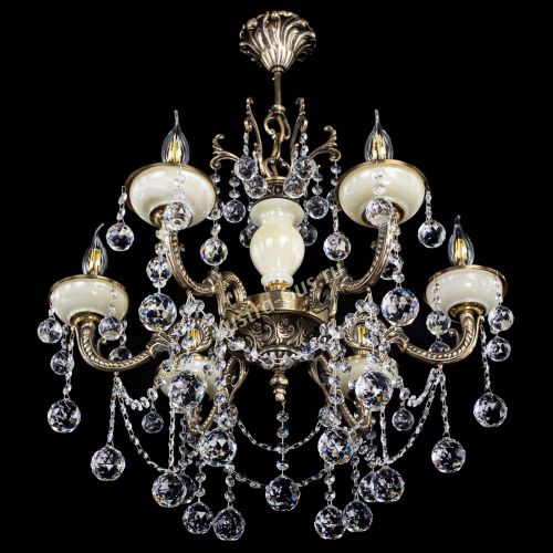 Люстра бронзовая Оникс белый №6/1 шар в Саратове Гусь Хрустальный