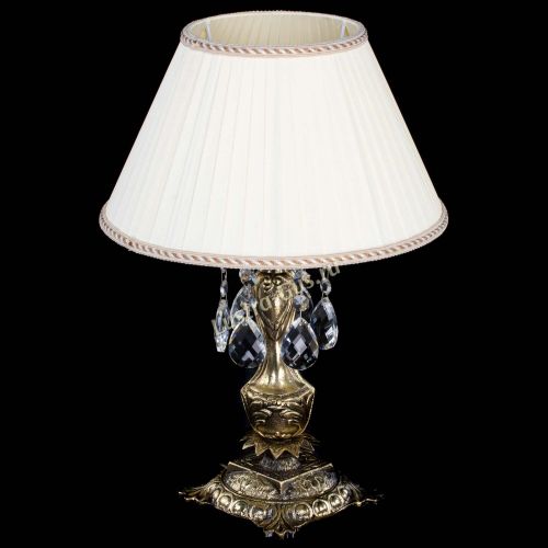 Бронзовая настольная лампа Антик №1 Баден с абажуром в Саратове Гусь Хрустальный