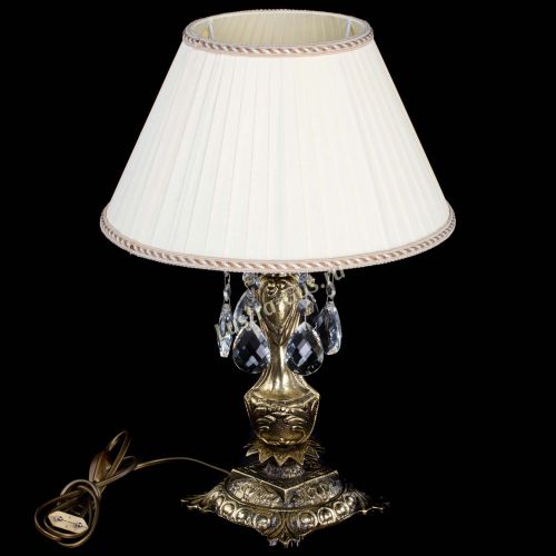 Бронзовая настольная лампа Антик №1 Баден с абажуром в Саратове Гусь Хрустальный