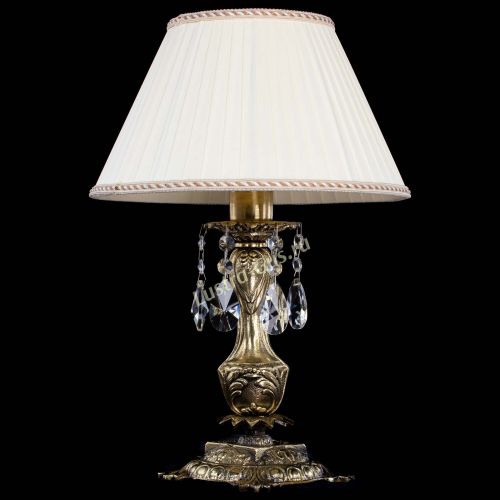 Бронзовая настольная лампа Антик №1 Лучик с абажуром в Саратове Гусь Хрустальный