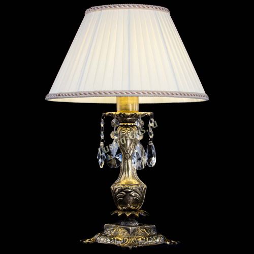 Бронзовая настольная лампа Антик №1 Лучик с абажуром в Саратове Гусь Хрустальный