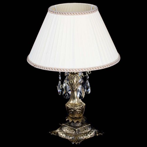 Бронзовая настольная лампа Антик №1 Лучик с абажуром в Саратове Гусь Хрустальный