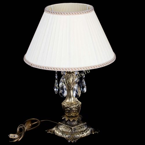 Бронзовая настольная лампа Антик №1 Лучик с абажуром в Саратове Гусь Хрустальный