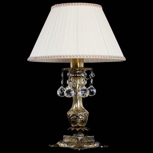 Бронзовая настольная лампа Антик №1 Шар  с абажуром в Саратове Гусь Хрустальный