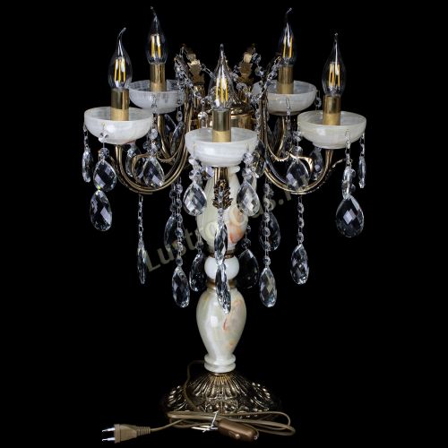 Настольная лампа Антик №5 с камнем в Саратове Гусь Хрустальный