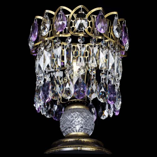 Настольная лампа Астра №1 под бронзу Фиолетовая в Саратове Гусь Хрустальный