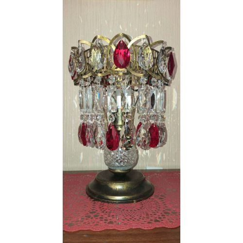 Настольная лампа Астра №1 под бронзу Красная в Саратове Гусь Хрустальный