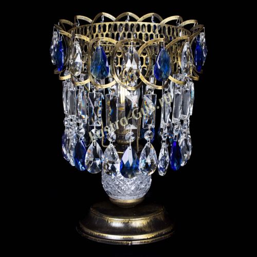 Настольная лампа Астра №1 под бронзу Синяя в Саратове Гусь Хрустальный