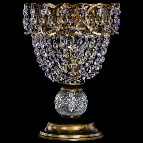 Настольная лампа Астра ажур №1 под бронзу Фиолетовая в Саратове Гусь Хрустальный