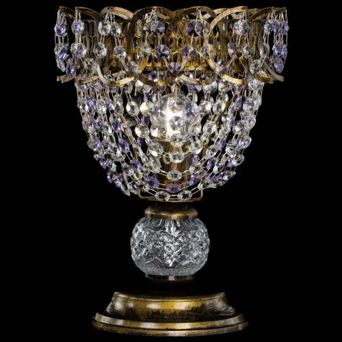 Настольная лампа Астра ажур №1 под бронзу Фиолетовая в Саратове Гусь Хрустальный