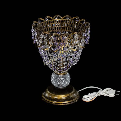 Настольная лампа Астра ажур №1 под бронзу Фиолетовая в Саратове Гусь Хрустальный