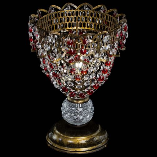 Настольная лампа Астра ажур №1 под бронзу Красная в Саратове Гусь Хрустальный